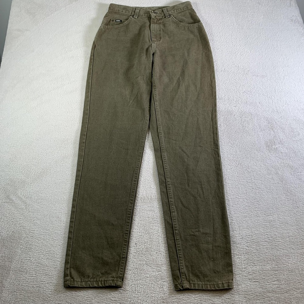 Vintage Lee Jeans Womens 6M Green Denim High Rise Straight Cotton 28x32 90s